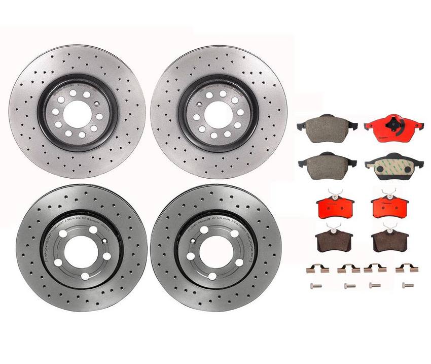 Audi Brake Kit - Pads and Rotors Front and Rear (312mm/256mm) (Xtra) (Ceramic) 8N0615601B - Brembo 1634217KIT